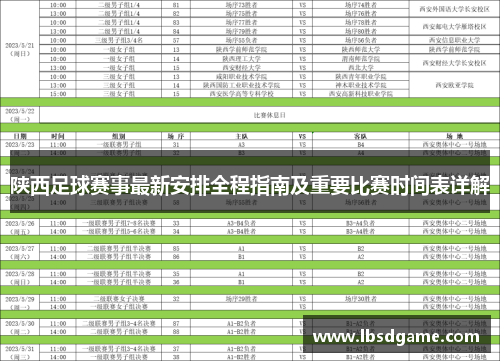 陕西足球赛事最新安排全程指南及重要比赛时间表详解